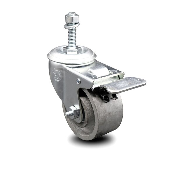 Semi Steel Swivel TS Caster w/Roller Bearing-3" Wheel&3/8" Stem w/Total Lock BRK